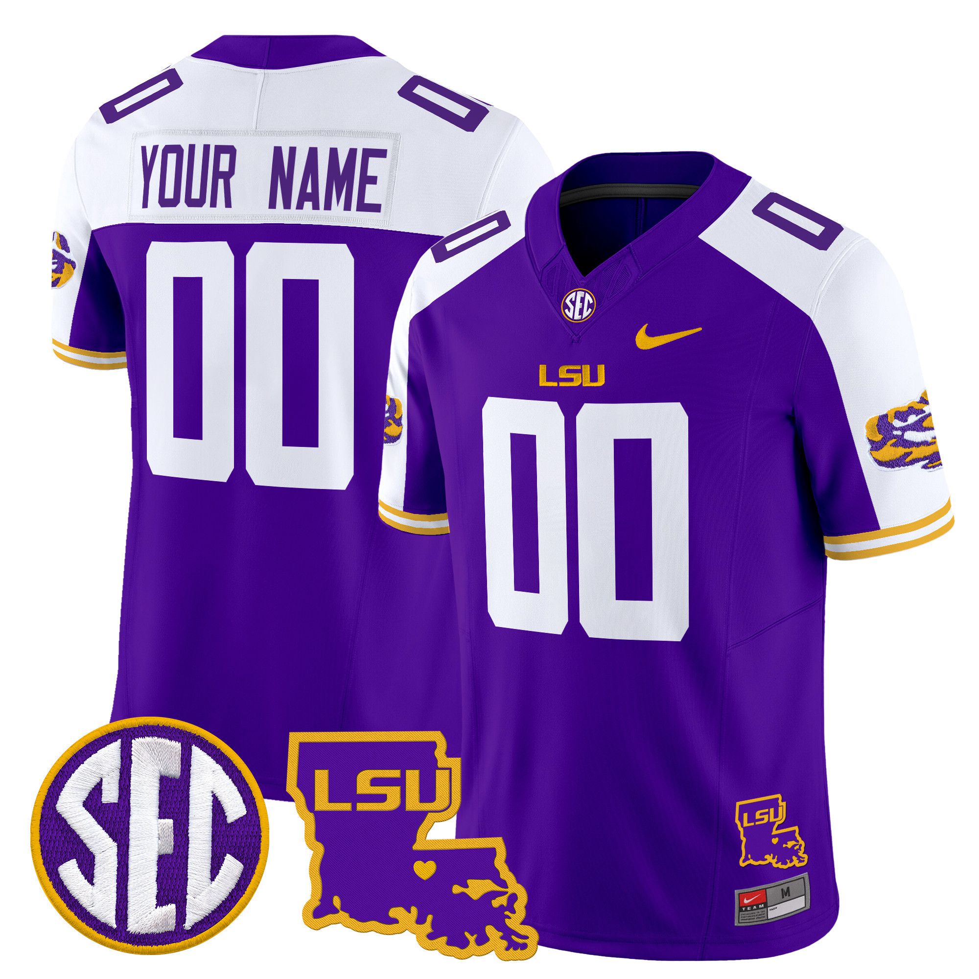 Men LSU Tigers Purple 2024 Nike Louisiana Patch Vapor Limited Custom NCAA Jersey style 1->customized nfl jersey->Custom Jersey